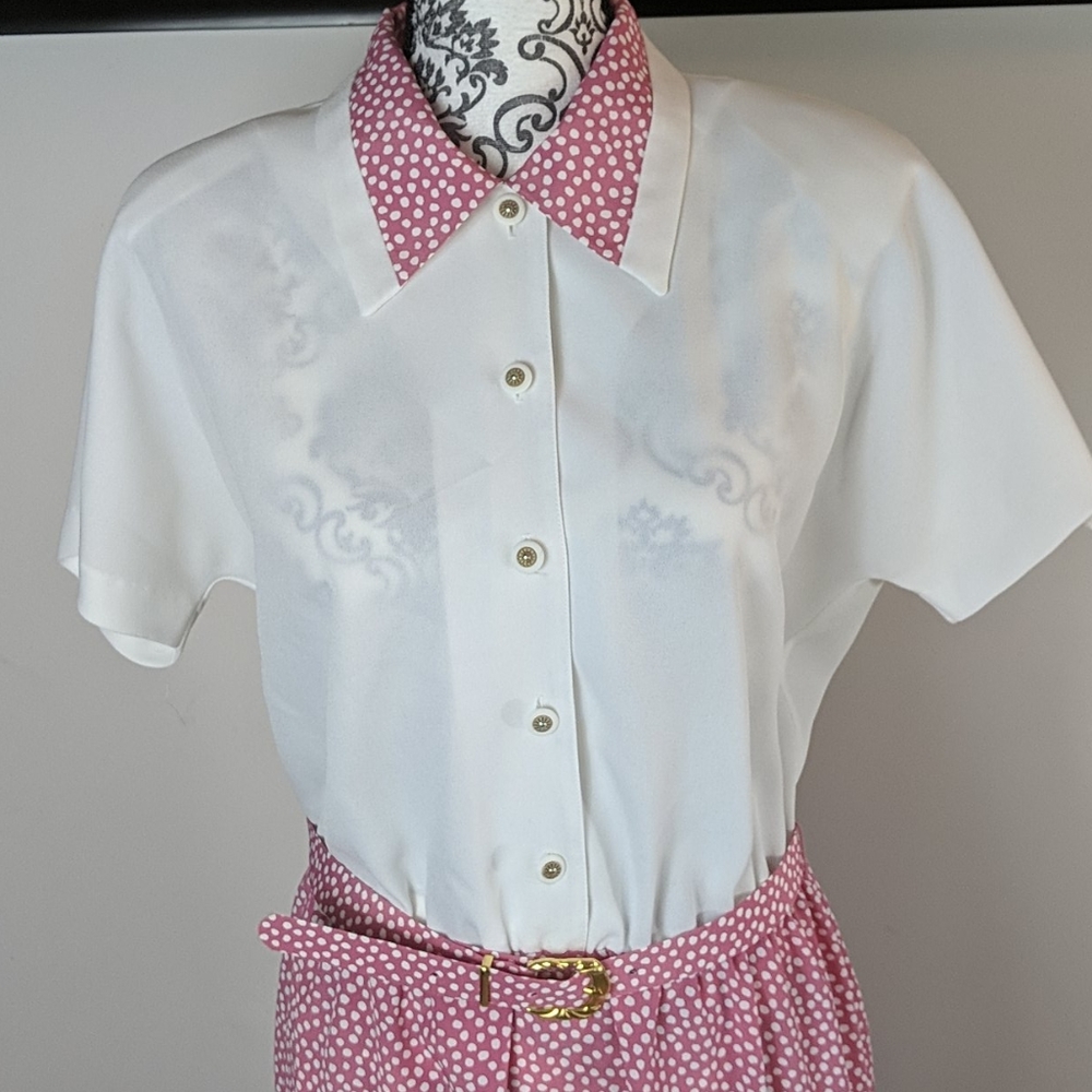 Vintage Florentine Pink Polka Dot Dress With Matching Jacket 12 (fits M) - Picture 8 of 16